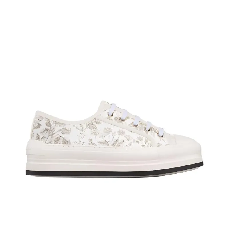 DIOR Walk'n'Dior Platform Shoes Low Top Skateboard Shoes Women's White Gold-1