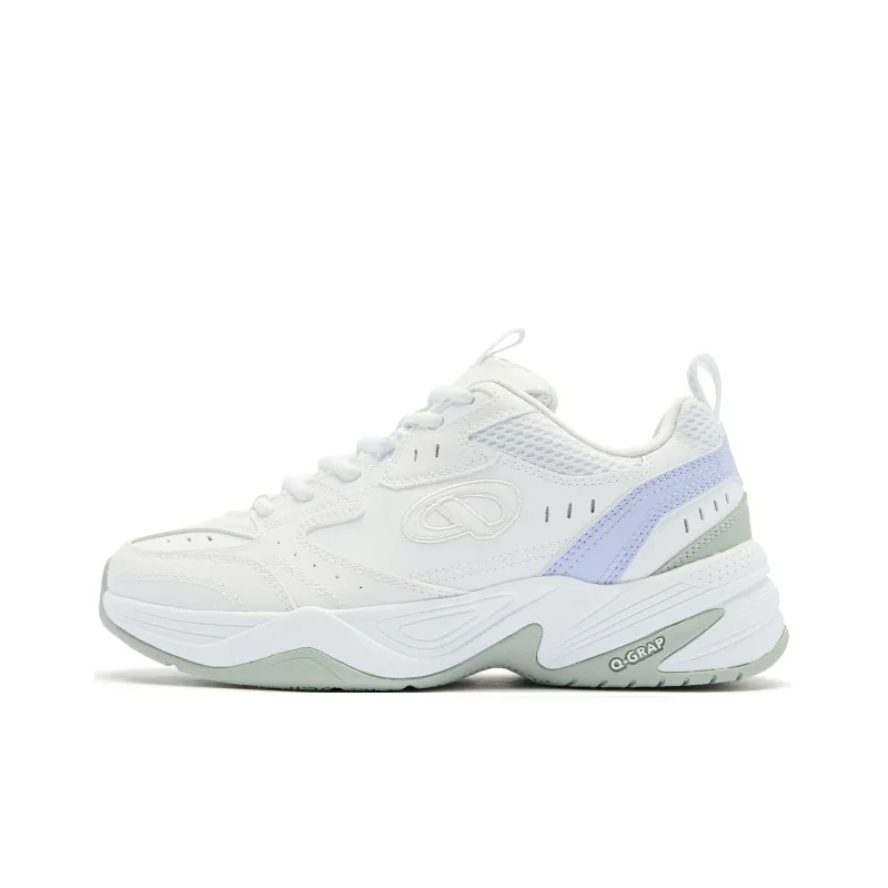 QIAODAN Abrasion Resistant Shock Absorbers With Slip Resistant Features Low Top Badminton Shoes Women's White Purple-0