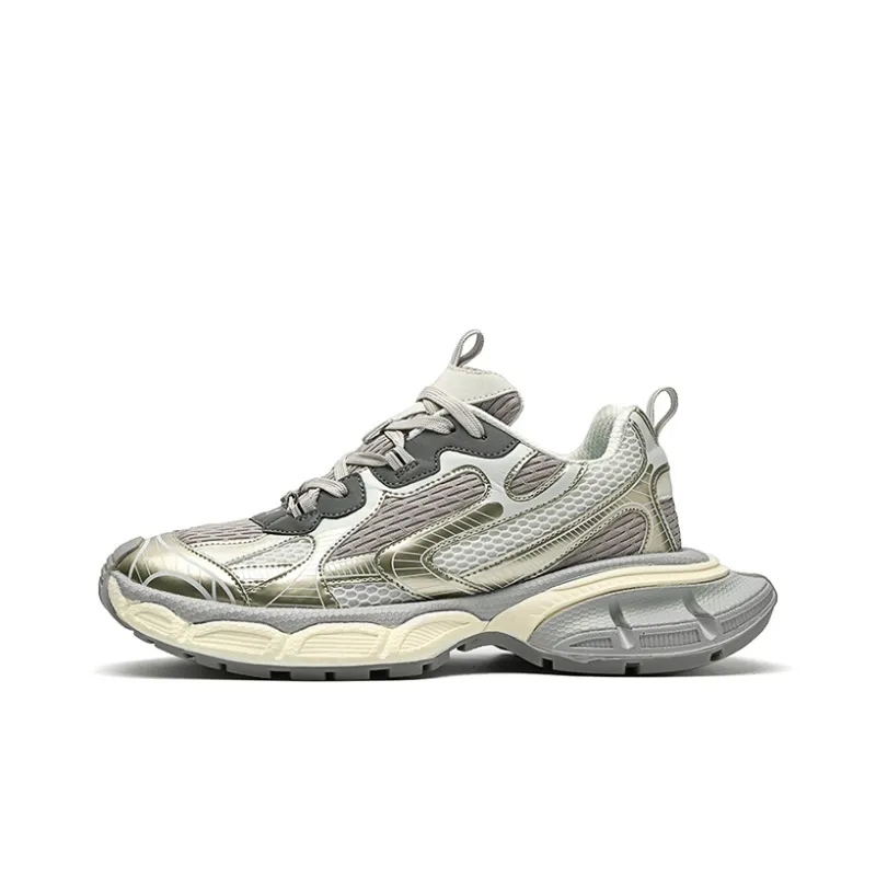 Hong Kong Meng Height Increasing Abrasion Resistant Slip Resistant Low Top Chunky Sneakers Unisex Champagne-1