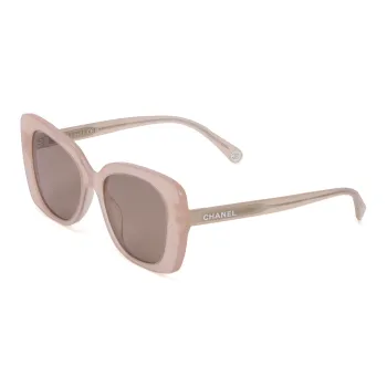 CHANEL Plate Frame Rectangular Sunglasses Unisex Pink