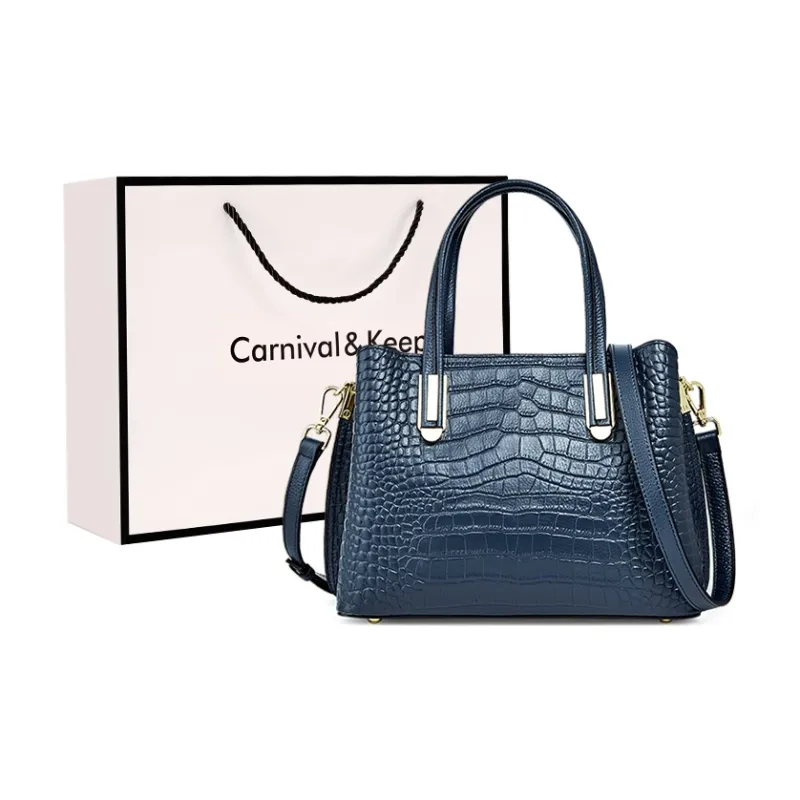 Carnival Keep Top Grain Cow Leather Handbags Crossbody Bags Medium Size Women's Black/Burgundy/Blue-7