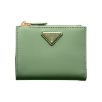 PRADA Leather Wallet Women's Light Green