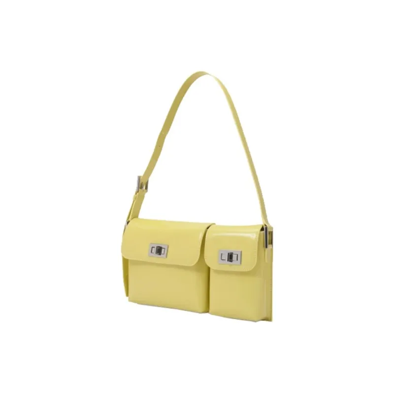 By Far Billy Semi-Patent Leather Handbags Shoulder Bags Women's Yellow-1