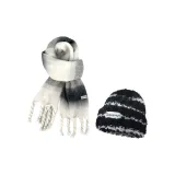 2 Pack (Striped Hat+Black White Scarf)