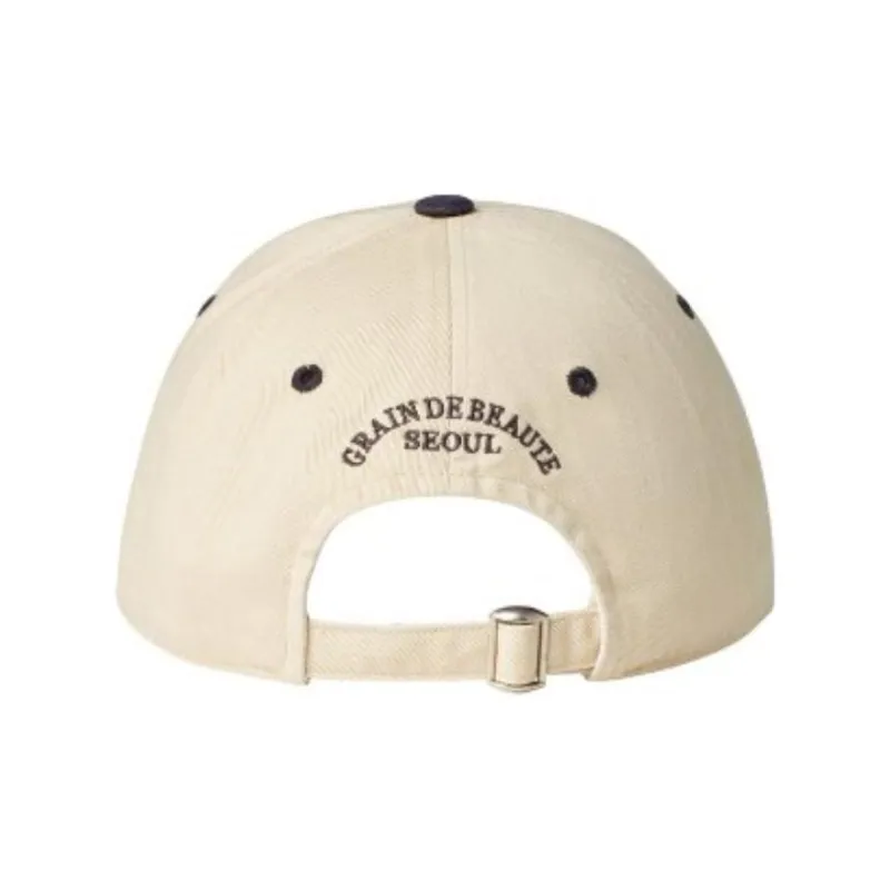 GRAIN DE BEAUTE Cotton Baseball Caps Unisex Ecru/Gray-2