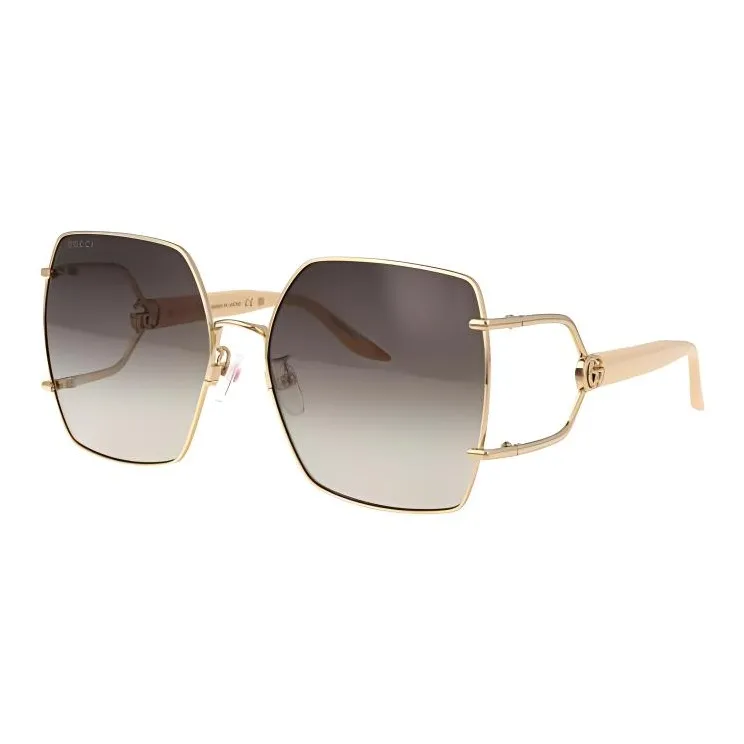 GUCCI Metal Irregular Shape Sunglasses Unisex Gold-1