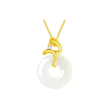 CHOW TAI SENG Chalcedony Jade Necklace, New Chinese Style Chinese Fashion Trend Women's