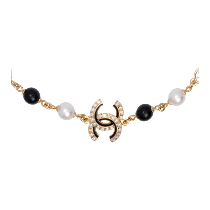CHANEL Pearl Enamel Necklaces Women's Gold-1