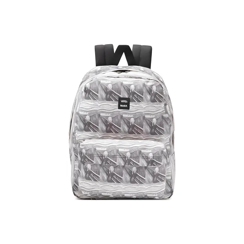 Vans MOMA Old Skool Collaboration Polyester Backpack Regular Unisex Gray White-0
