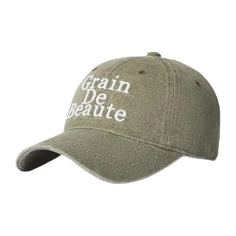 GRAIN DE BEAUTE Cotton Fabric Baseball Caps Unisex Green-0