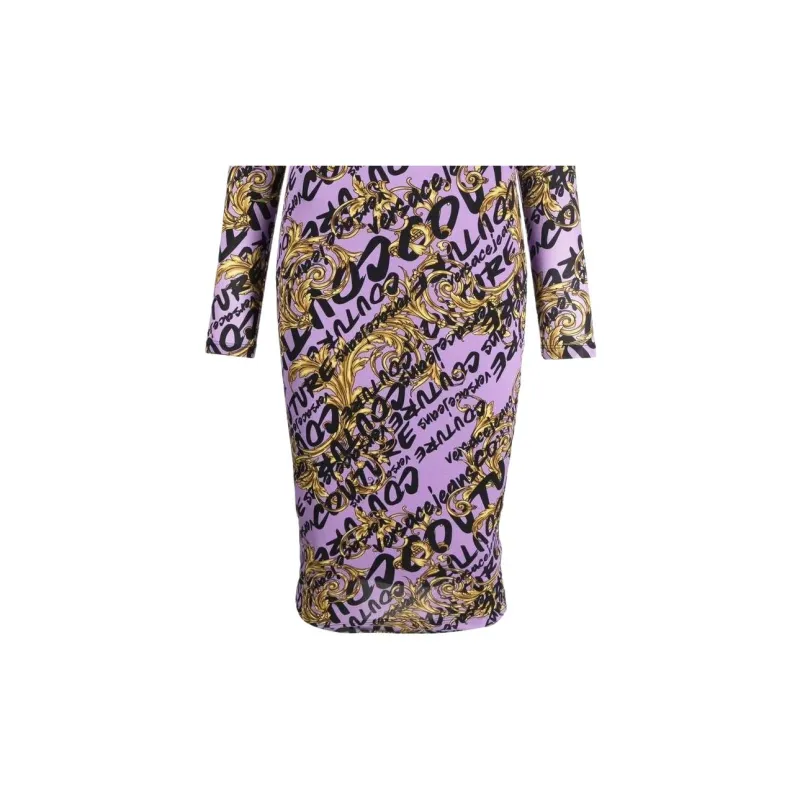 VERSACE Barocco Logo print Midi Dress-5