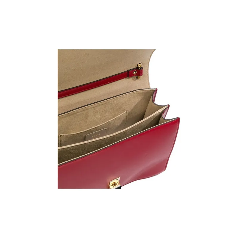 FENDI Kan I Cow Leather Handbag Shoulder Bag Crossbody Bag Women's Red Classic Recommendation-3