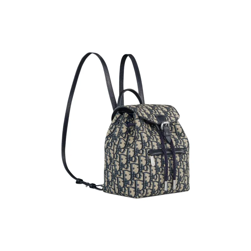DIOR Cotton Backpack Women's Beige & Blue-1