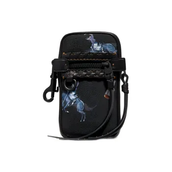 COACH Pouch Canvas With Leather Shoulder Bag Crossbody Bag Small Size Men's Black