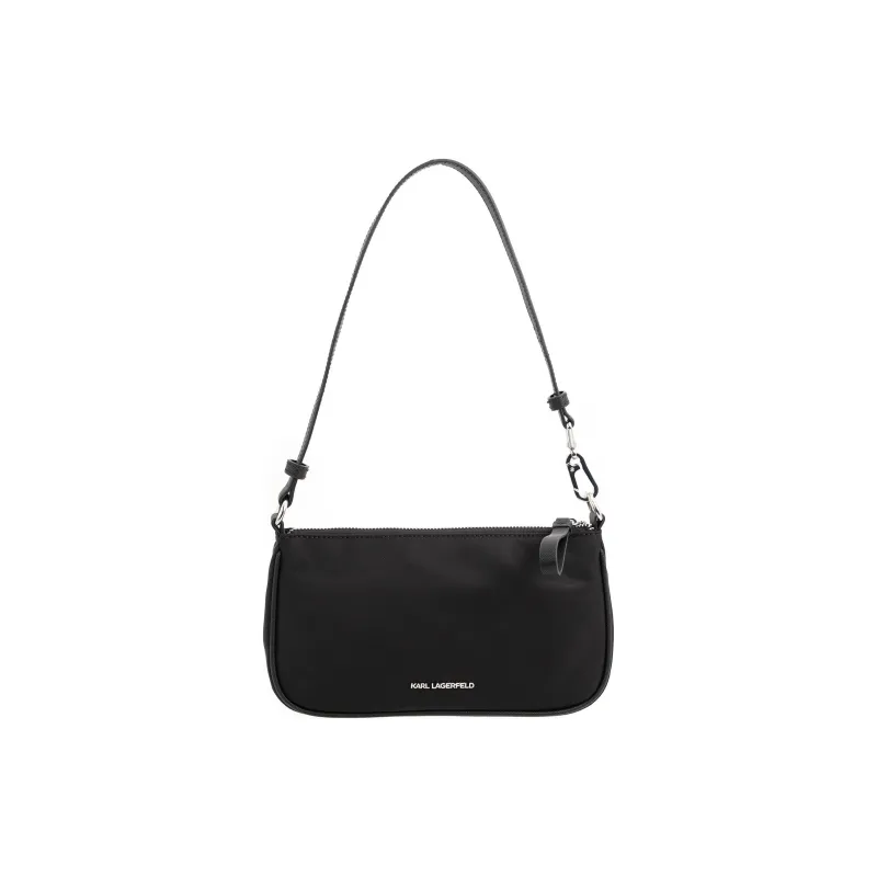 KARL LAGERFELD Nylon With Top Grain Cow Leather Handbag, Shoulder Bag, Crossbody Bag Women's Black-2