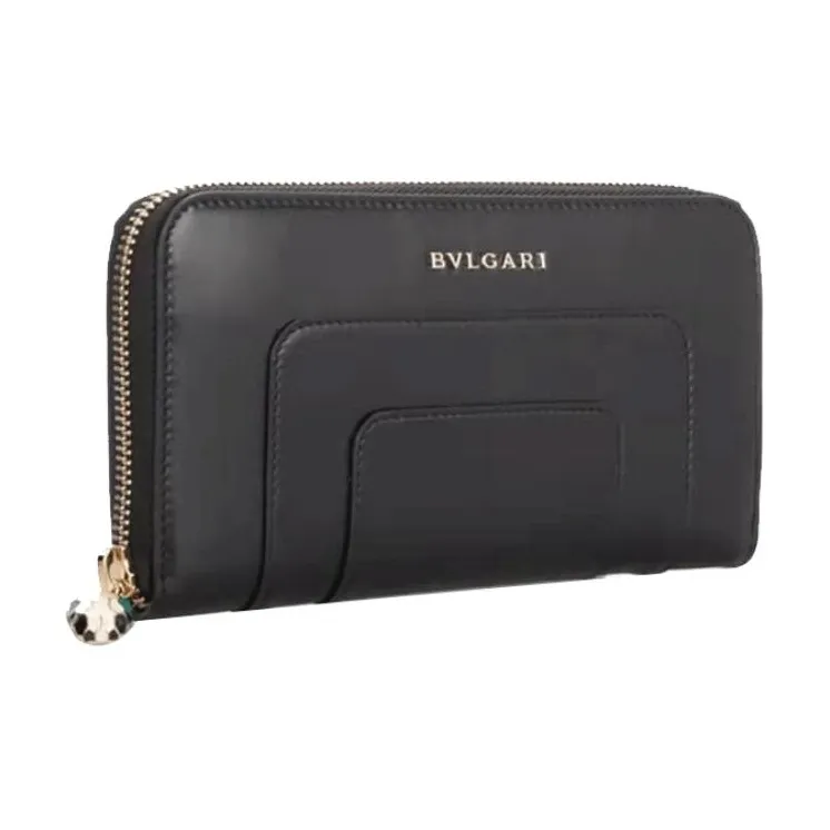 BVLGARI Calfskin Wallets With Money Clip Women's Black-1