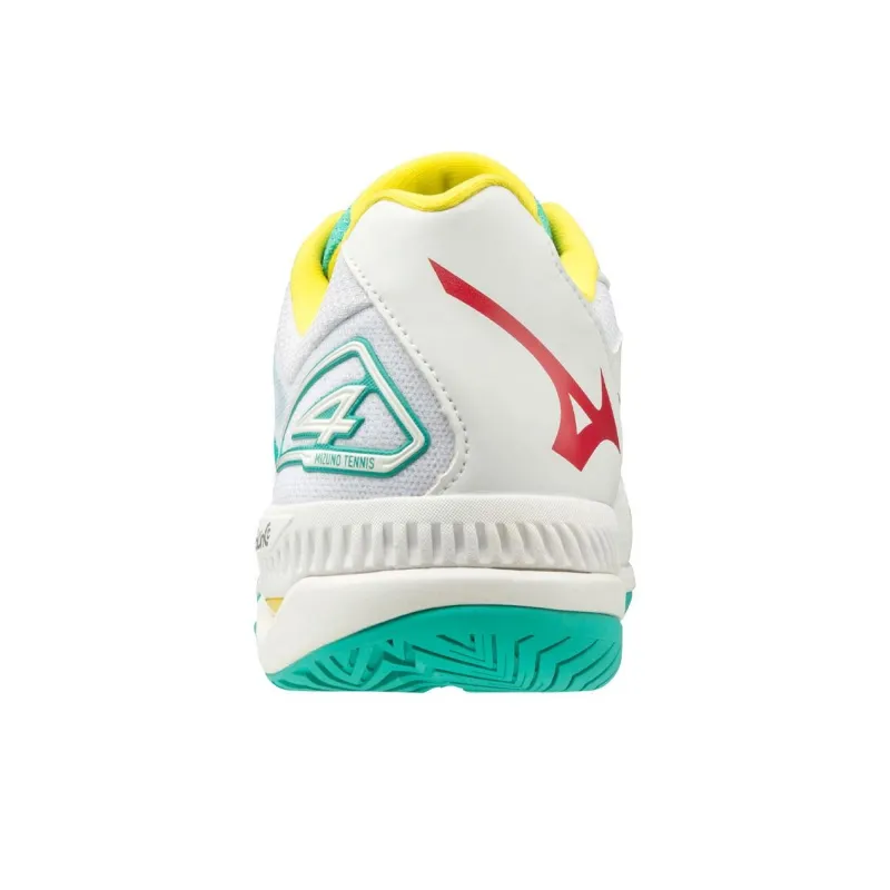 Mizuno Wave Exceed Tour 4 Wear-Resistant Low-Top Tennis Shoes Unisex White Green Red-3