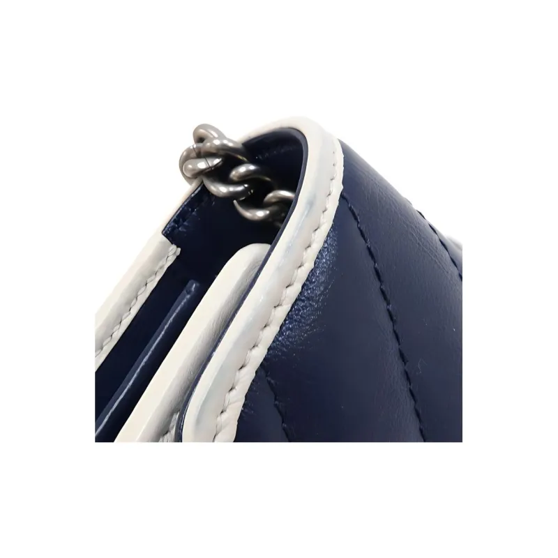 GUCCI GG Marmont Quilted Leather Wallet, Shoulder Bag, Crossbody Bag Mini Women's Blue/White-2