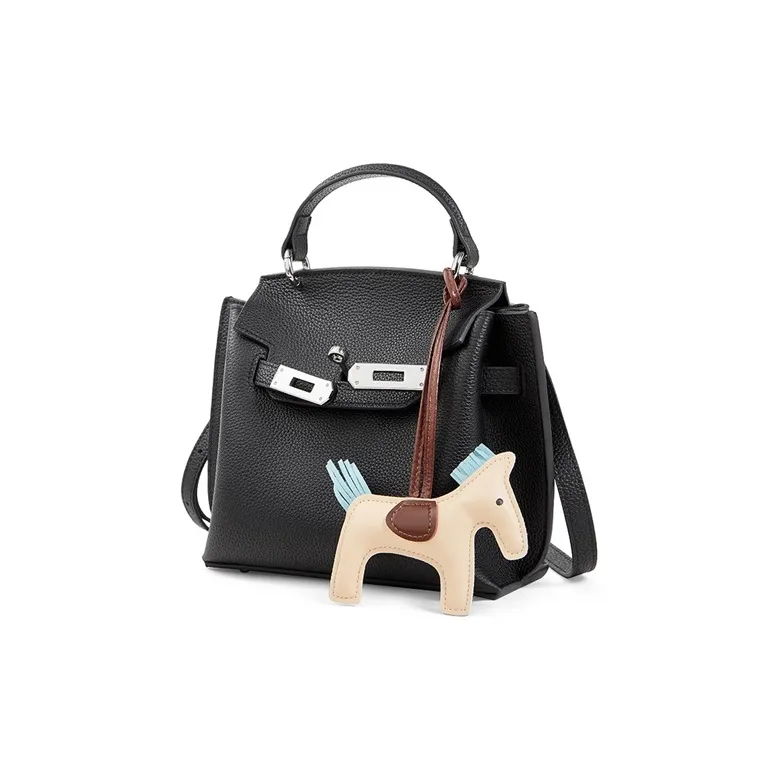 Teenmix Top Grain Cow Leather Shoulder Bag, Crossbody Bag, Handbag Trumpets Women's Ebony/Black-8