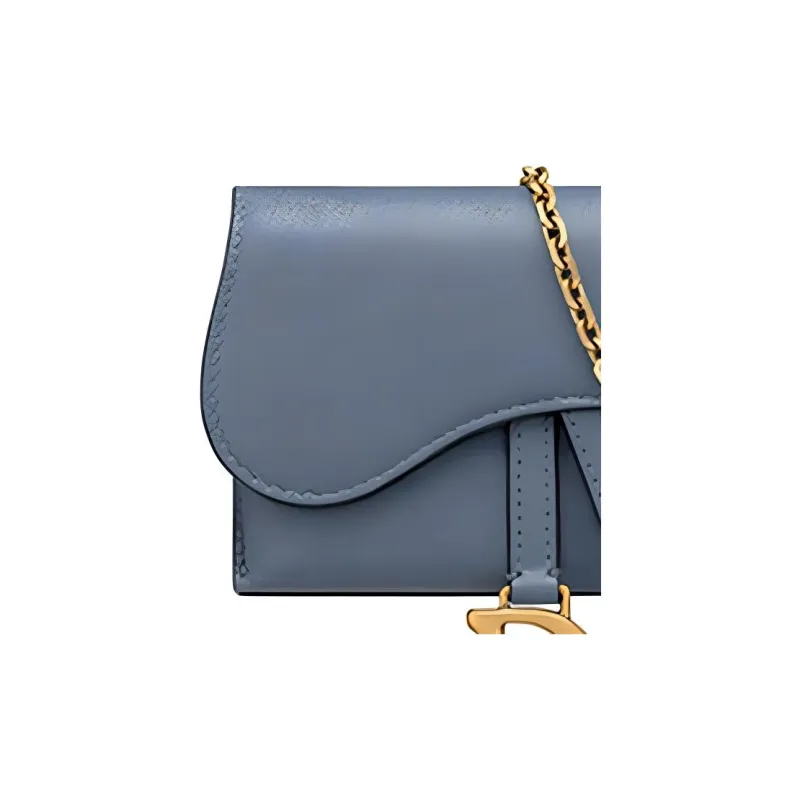 DIOR Saddle Sheepskin Saddle Bag Crossbody Shoulder Bag Women's Blue-3