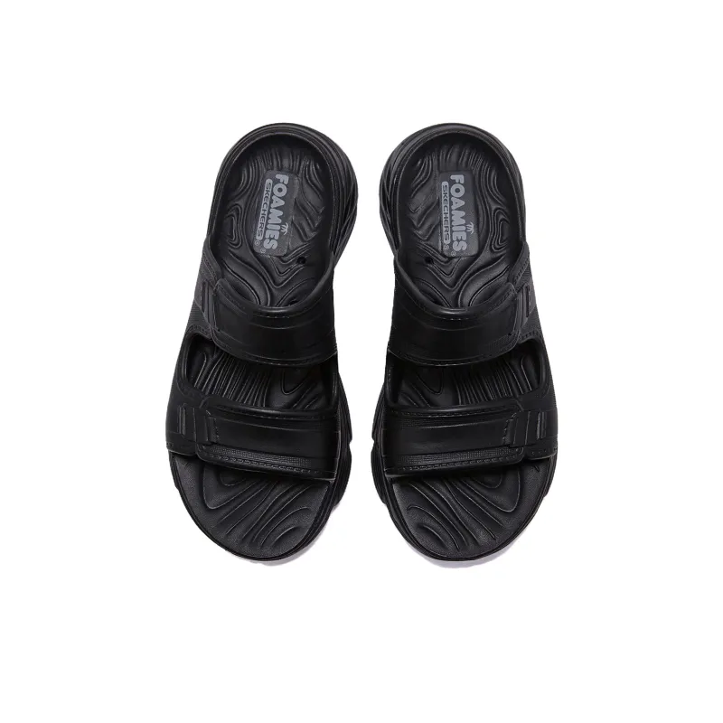 Skechers Max Cushioning Slip Resistant Abrasion Resistant Slide Slippers Women's Black-3