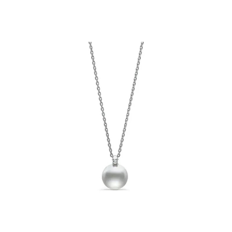 TASAKI Agora Pearl 18K White Gold Diamond Necklaces Unisex Silver-0
