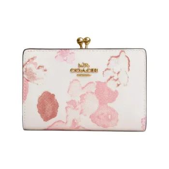 COACH Kisslock Coated Canvas Wallet Medium Size Women's Chalk Multiple