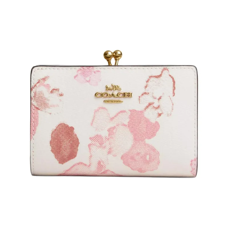 COACH Kisslock Coated Canvas Wallet Medium Size Women's Chalk Multicolor-0