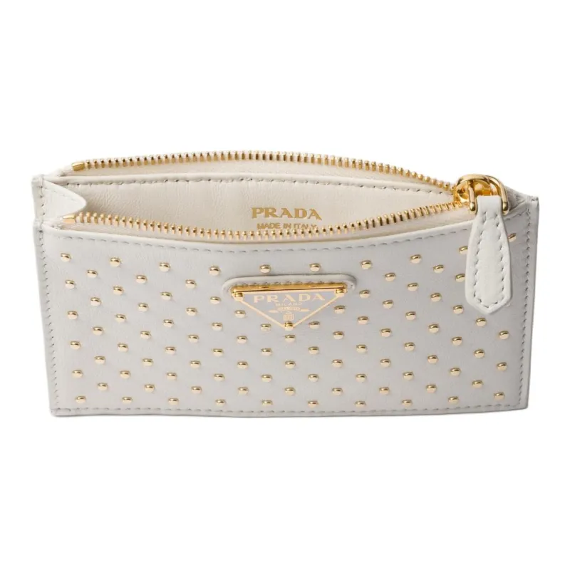 PRADA Leather Card Holder Women's White-2