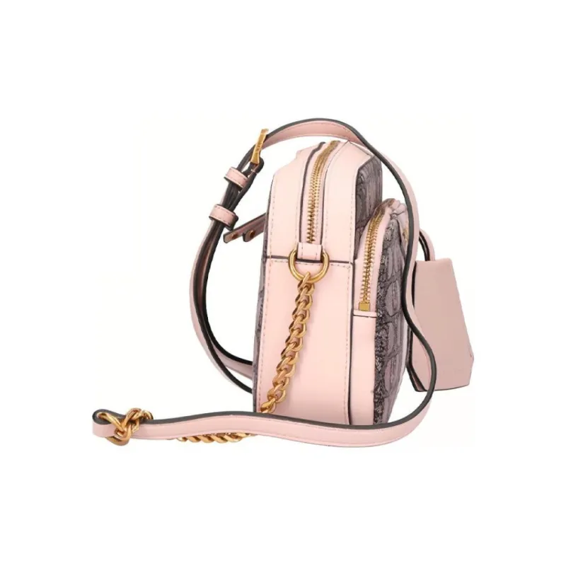LIU·JO Leather Crossbody Bag, Shoulder Bag Women's Dark Brown & Pink-2