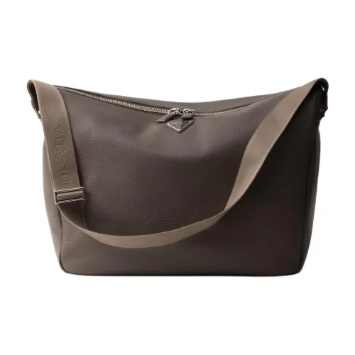 PRADA Leather Crossbody Bag Shoulder Bag Men's Gray Brown