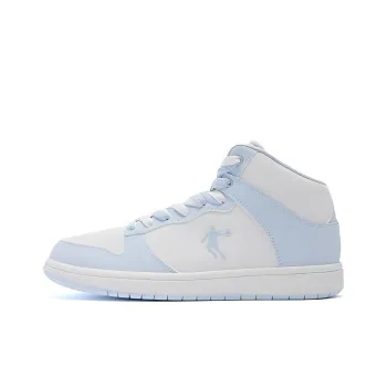 QIAODAN High Top Skateboard Shoes Women's White Blue Two tone Laces