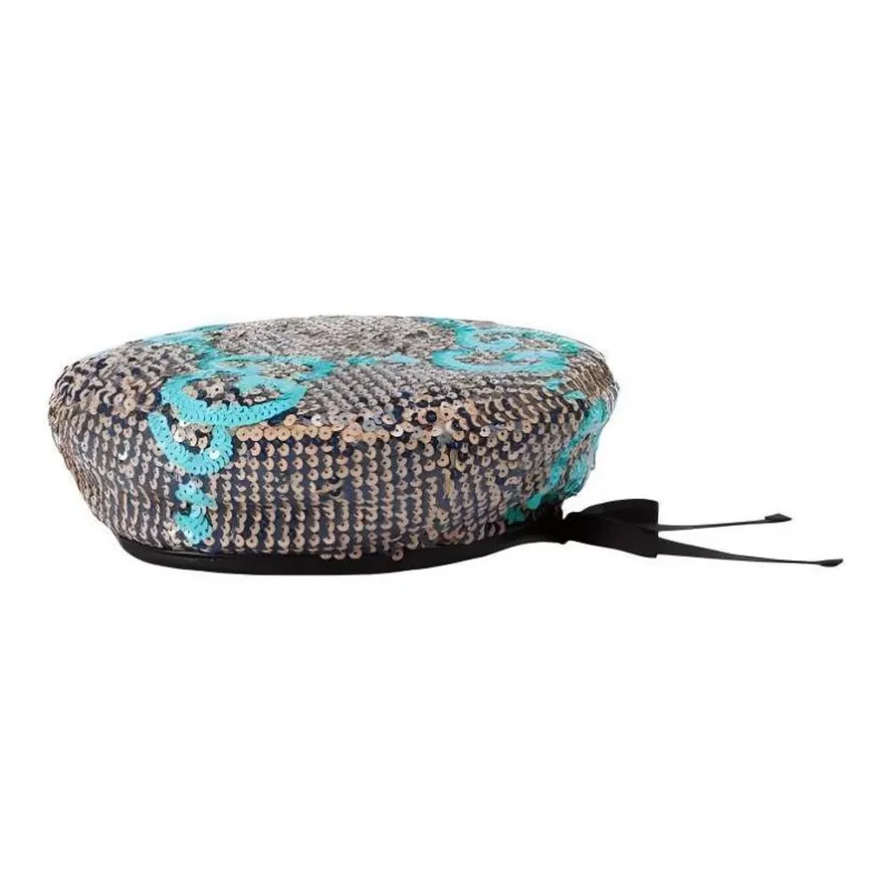 GUCCI Leather Sequins Berets Women's Brown-2