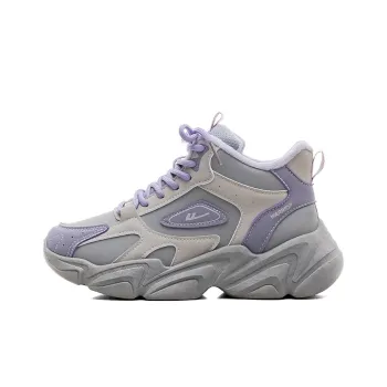 Warrior Anti Slip And Wear Resistant Warm High Top Chunky Sneakers Women's Gray Purple