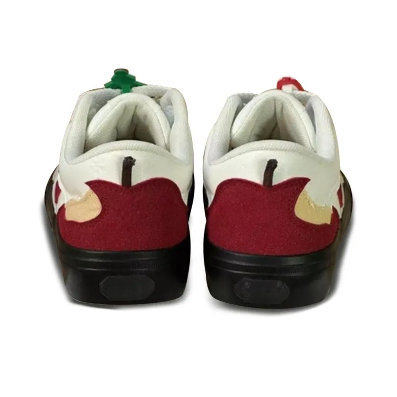MEXICAN Low Top Skateboard Shoes Women's White Red-5
