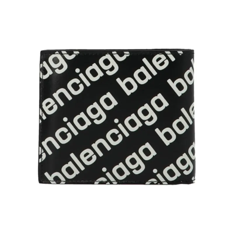 Balenciaga Cash Leather Wallet Unisex Black & White-2