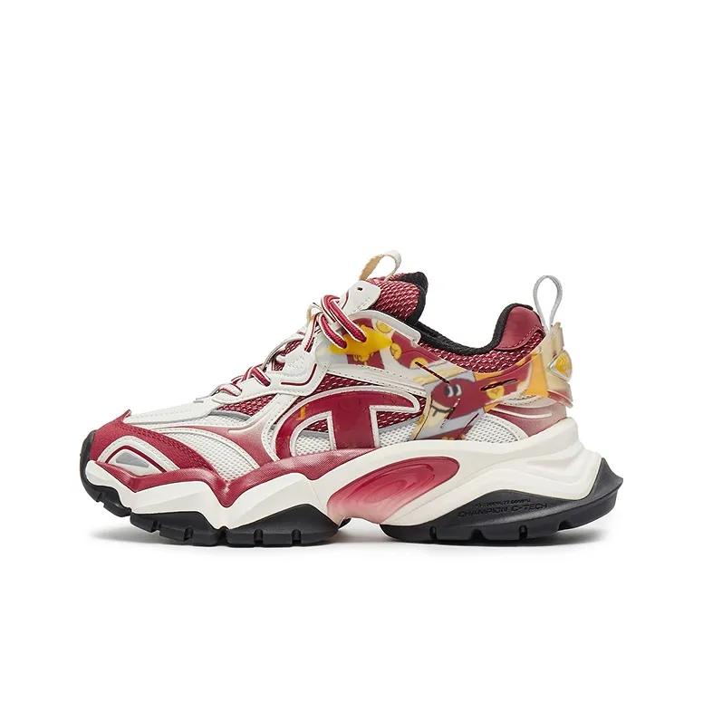 Champion Year Of The Snake Fang Shark Shoes Power Armor Low-Top Chunky Sneakers Men's Ash Red/Milk White-0