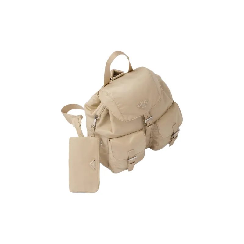 PRADA Re Nylon Fabric Backpack Medium Size Women's Desert Yellow-1