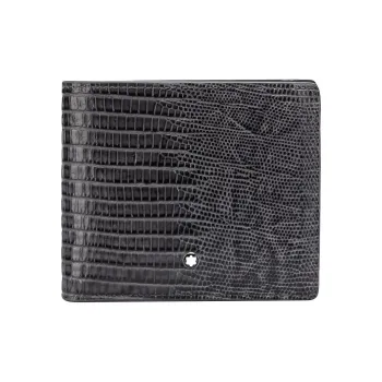 MONTBLANC Meisterstuck Lizard Pattern Leather Card Clip Wallet Card Holder Men's Black