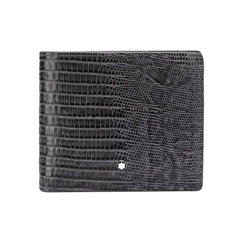 MONTBLANC Meisterstuck Lizard Pattern Leather Card Clip Wallet Card Holder Men's Black-0