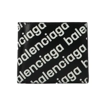 Balenciaga Cash Leather Wallet Unisex Black & White