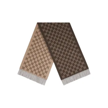 GUCCI Monogrammed Fringed Scarf
