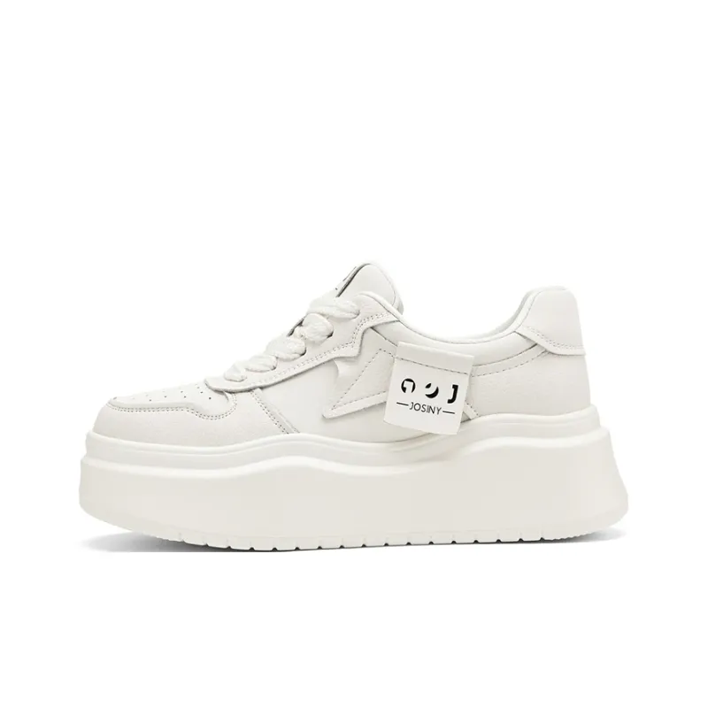 JOSINY Fleece Lined Warm Fashionable Sporty Style Versatile White Sneakers Casual Shoes Women's Ecru-0