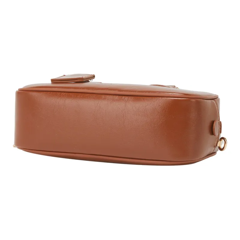YEARCON Synthetic Leather Handbag Bowling Bag Small Size Women's Brown-4
