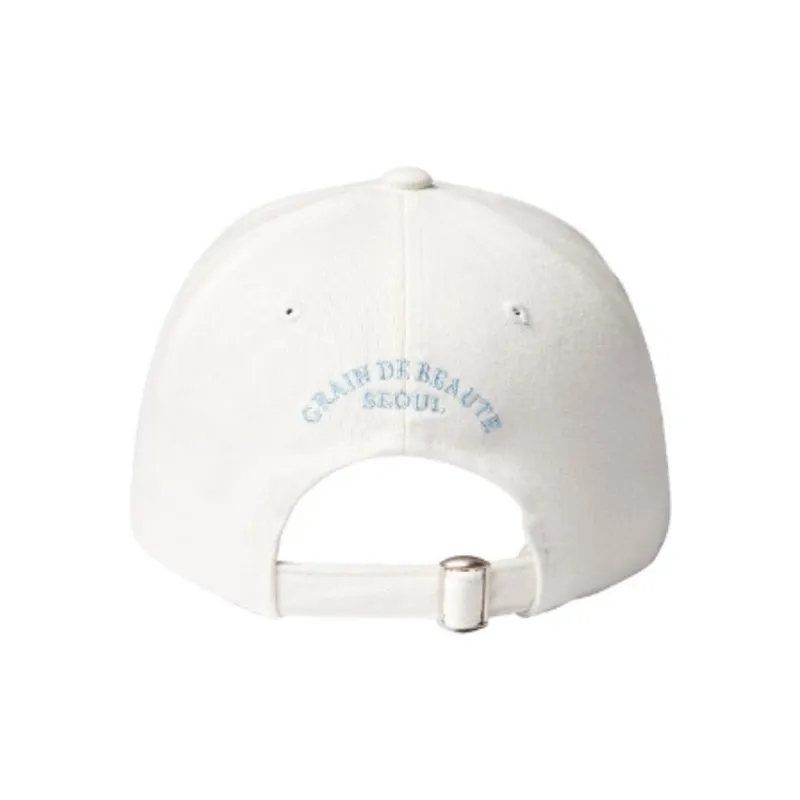 GRAIN DE BEAUTE Cotton Fabric Baseball Caps Unisex White-3