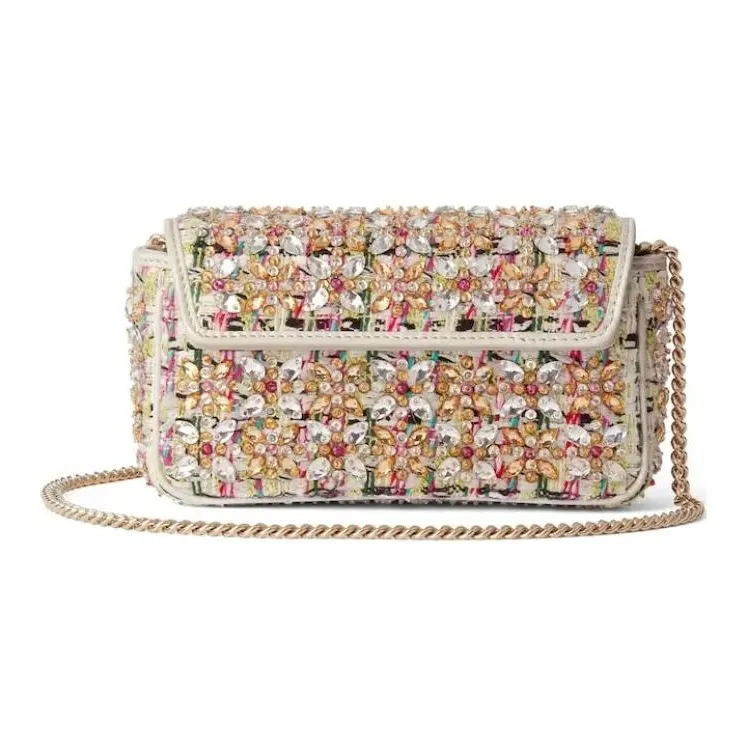 GUCCI GG Marmont Wool Crossbody Bag Shoulder Bag Extra Mini Women's Ivory Multicolor-3