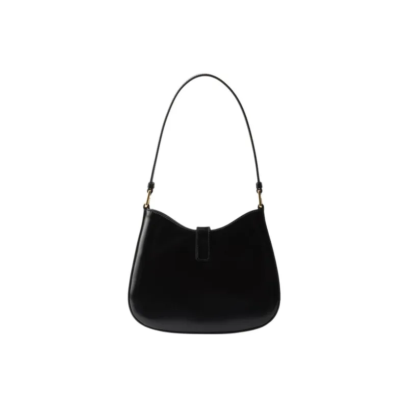 PRADA Cleo Shiny Leather Hobo Bag, Handbag, Shoulder Bag Regular Women's Black-2