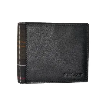 BARBOUR Cotton With Leather Card Holder Wallet Men's Black