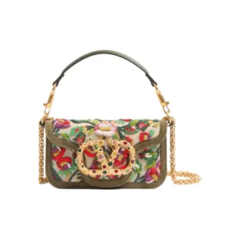 Valentino Linen Crossbody One Shoulder Handbags Small Size Women's Natural Multicolor
