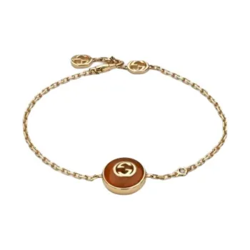 GUCCI 18K Gold Red Agate Bracelets Unisex Gold